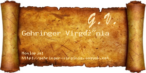 Gehringer Virgínia névjegykártya